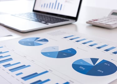 Clean financial reports and charts showing organized bookkeeping and clear financial visibility.
