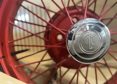 1929 Plymouth spare spoke wheel at VerHage Mopar Museum