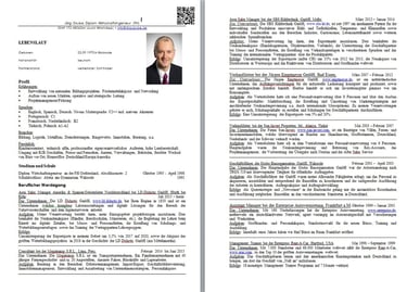 Lebenslauf von Jörg Grube auf zwei Seiten