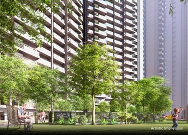 a group of people walking around a park | Eternia Greater Noida West
