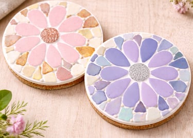 flower theme mosaic coaster hen party workshop York