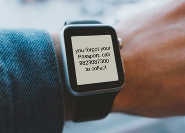 Message received of misplaced passport on smart watch