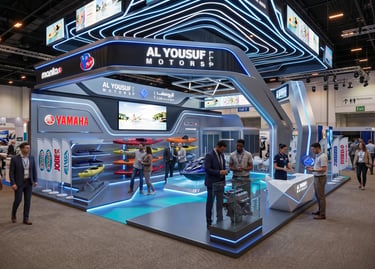 Al Yousuf Motors stand at Dubai International Boat Show 2023 UAE by Morgan Expo, Exhibition Stand