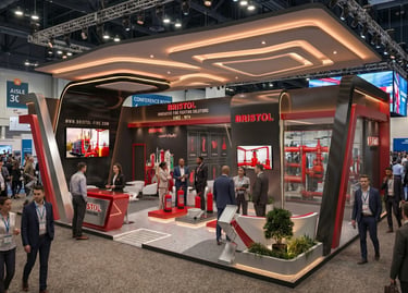 Custom exhibition stands for Bristol Fire. Precision builds by Morgan Expo.
