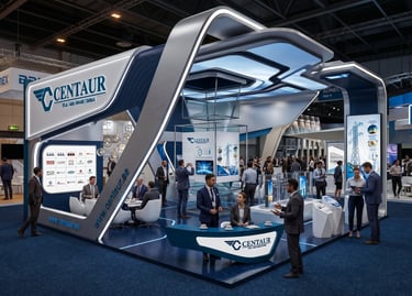 Modern Centaur exhibition stands. Luxury architectural builds by Morgan Expo.