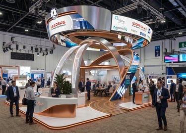 Luxury exhibition stands for Leaders. Custom production by Morgan Expo.
