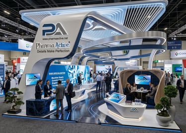 Custom Pharma Active exhibition stands. Global quality by Morgan Expo.