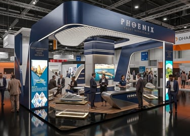 Luxury Phoenix Yacht exhibition stands. Elite fabrication by Morgan Expo.