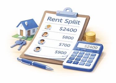 Rent split calculator for dividing housing costs fairly between roommates.