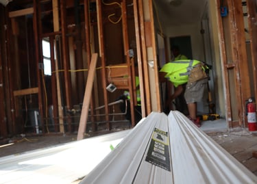 Renjay Remodeling crew preparing materials on-site for residential renovation in Connecticut