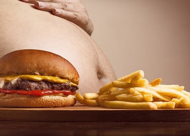 Unhealthy Hamburger and fries cause obesity