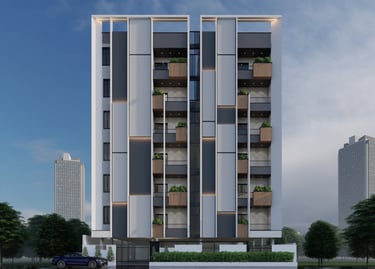 Hyderabad skyline with modern high-rise buildings and traditional architectural elements