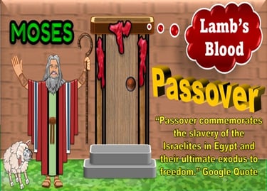 Passover picture that includes Moses & Lamb’s blood. Designed by Debbie Dunn using PowerPoint & Pain