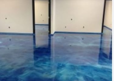 a blue metallic metallic metallic flooring with a metallic floor