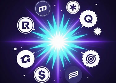 Futuristic AI-driven digital human interacting in a sleek cyber-corporate environment.