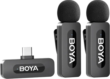 BOYA Micrófono de Solapa inalámbrico Dual para Android Smartphone Laptop 
