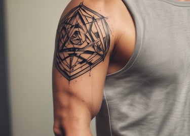 a man with a geometric tattoo on his arm