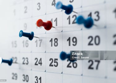 a calendar with certain days marked