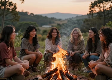A person is standing triumphantly at the peak of a jagged rock formation, surrounded by a vast mountainous landscape. The sky is clear with some wispy clouds stretching across it. The lush green valleys and rugged mountains provide a dramatic backdrop.