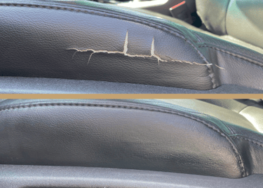 vinyl car seat tear before and after repair