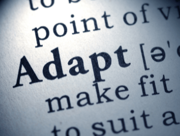 a close up view of a word "Adapt"