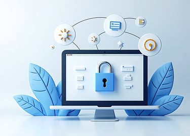 a computer monitor screen with a lock and padlock