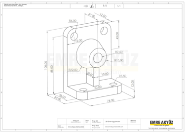 solidworks orta seviye teknik resim 3d, autocad 3d orta seviye teknik resim, 3b teknik resim