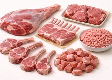 Quality halal mutton and lamb meat cuts arranged for export-grade presentation