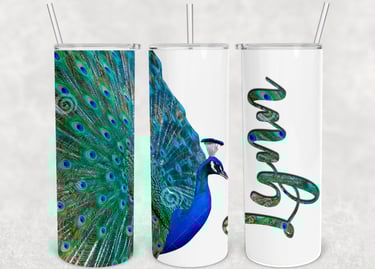 tumbler with a peacock on them