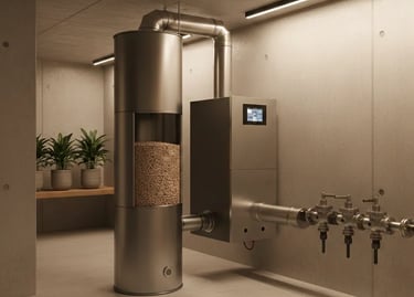 Chaudière biomasse performante installée par BH Bruno Holin à Montvendre pour chauffage écologique