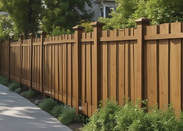 Close-up of a paintbrush rolling bright white paint on a wooden fence outdoors.