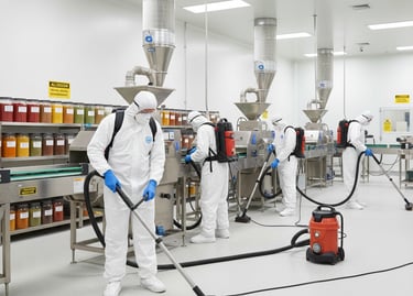 Super Sanitation staff performing HACCP‑compliant cleaning in Fraser Valley at Spice factory