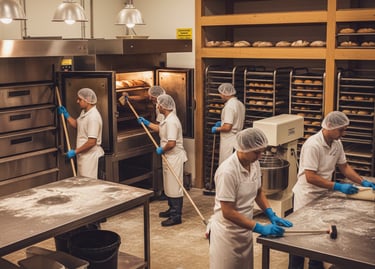 Super Sanitation staff performing HACCP‑compliant cleaning at Bread factory in Surrey