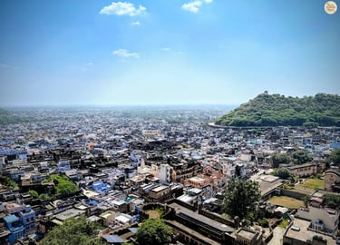 Bundi sprawls below — blue, bright, and timeless.