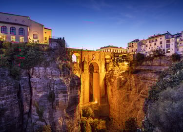 Beautiful sunset view of the picturesque town of Ronda, near Marbella
