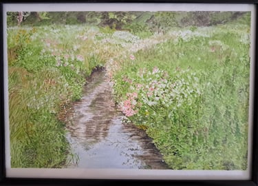 Tolls Meadow in Summer in watercolour