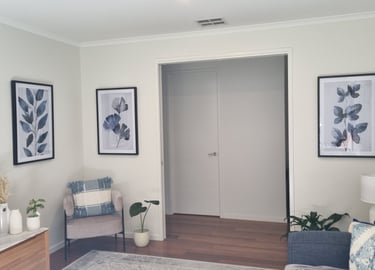 3 pictures in living room right hight for pictures