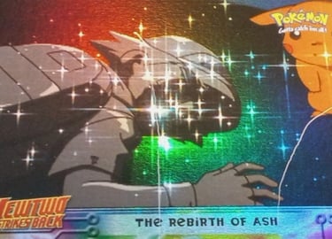 38 The Rebirth of Ash Topps Pokémon The First Movie rainbow foil