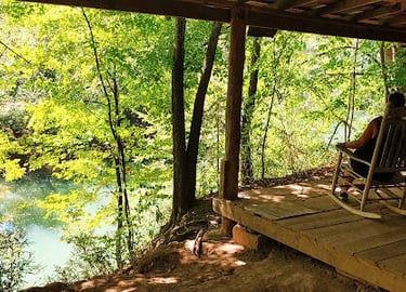 Greenway Park, Chattanooga - old cabin in the woods, the back porch overlooks N. Chickamauga Creek