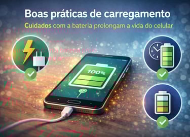  um celular com bateria e carregador