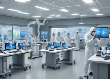 A group of people is engaged in a training session in a conference room setting. A presenter is standing and holding a sheet of paper, addressing the group seated at a round table. The attendees are actively listening, and there's a banner in the background advertising UX training. The room is well-lit, with a flipchart visible at one side.