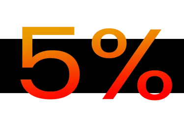 scritta 5% su sfondo nero