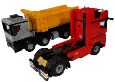 a lego - style truck with a dumpster and a dumpster mercedes benz CorpoRASTI Regalos empresarios