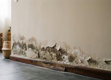 Planta baja con humedad por capilaridad en la base de la pared