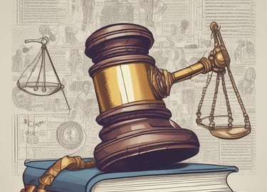 A close-up of a vintage law book with a gavel resting on top, set against a dark wooden background.