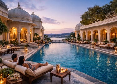 Taj Lake Palace Udaipur Inside View near pool