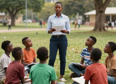 Team members participating in an outdoor trust-building exercise, supporting each other.