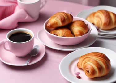 Cozy bakery interior with fresh bread and pastries displayed on wooden shelves.