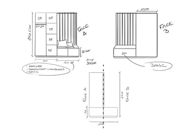 Plans technique pour un meuble sur mesure