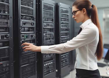 A person is working on a laptop at a table, focusing on a software interface displayed on the screen. The interface appears technical or related to programming and data flow. The setting seems to be a modern indoor office or study area with a window in the background.